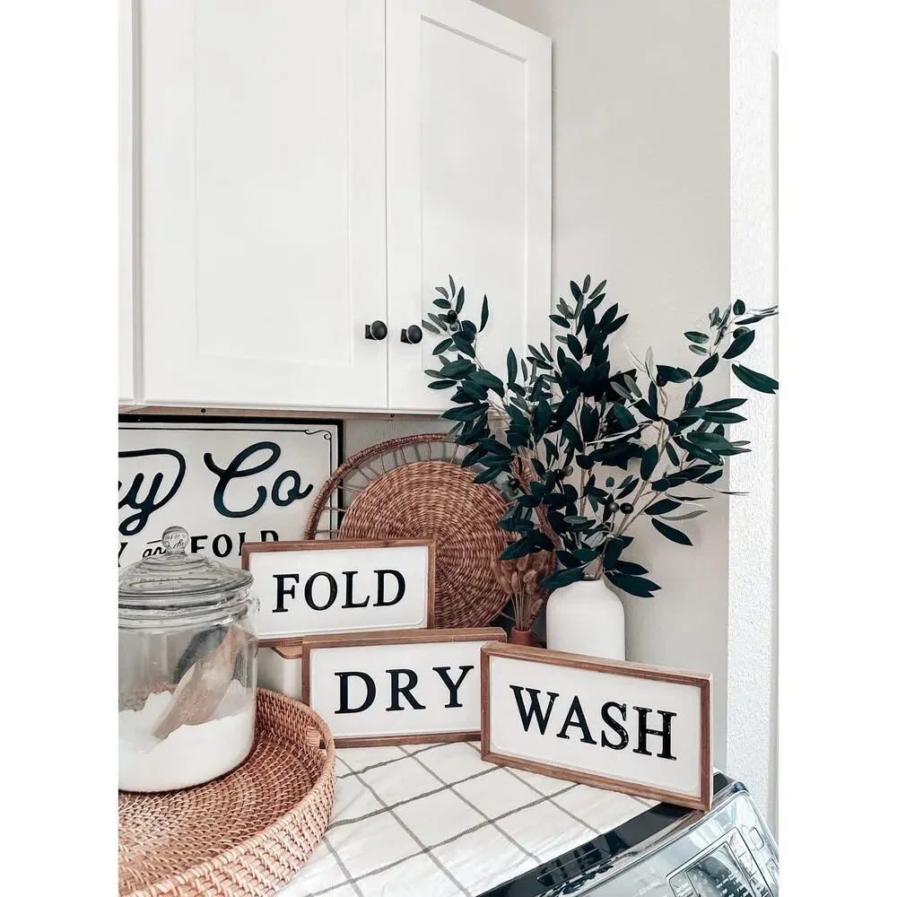 3 Farmhouse Wash Dry Fold Laundry Room Signs Decor